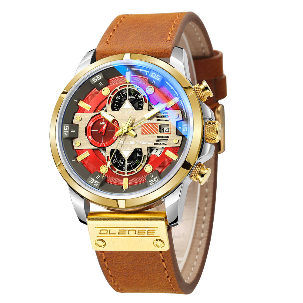 Mens 47mm Quartz Watch Red Dial