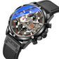 Men Black Watch Leather Strap 47mm Dial Waterproof