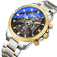 Men Black Stainless Steel Band Waterproof Watch