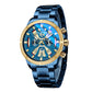 Men Blue Wrist Watch Stainless Steel Band